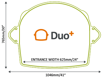 Image of the small Duo Plus footprint with dimensions
